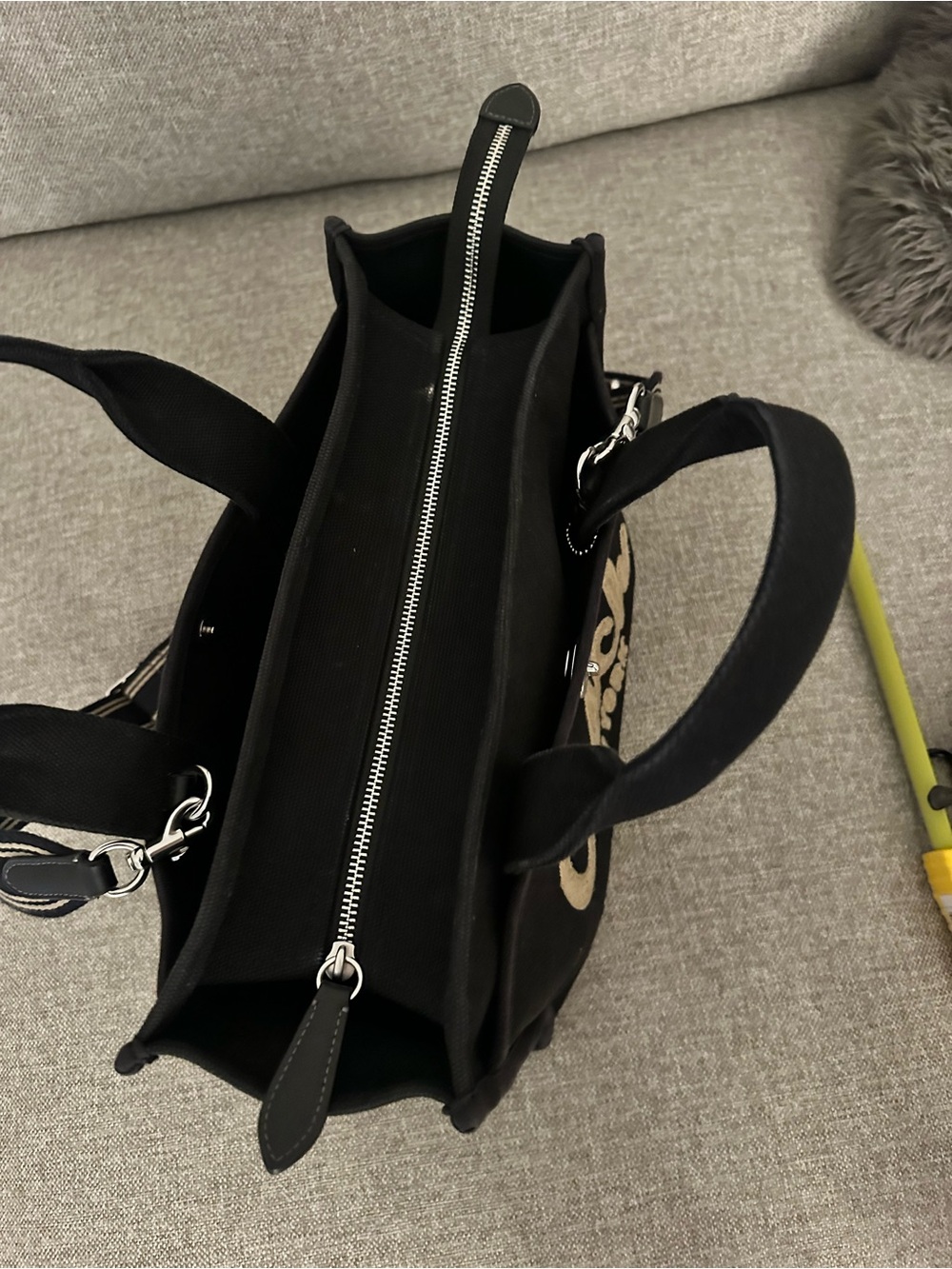 Coach New York Black Canvas Tote with Gold Logo - Picture 2 of 6